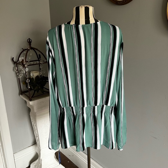 Apt 9 NWT striped faux wrap peplum top blouse XXL - Picture 3 of 9